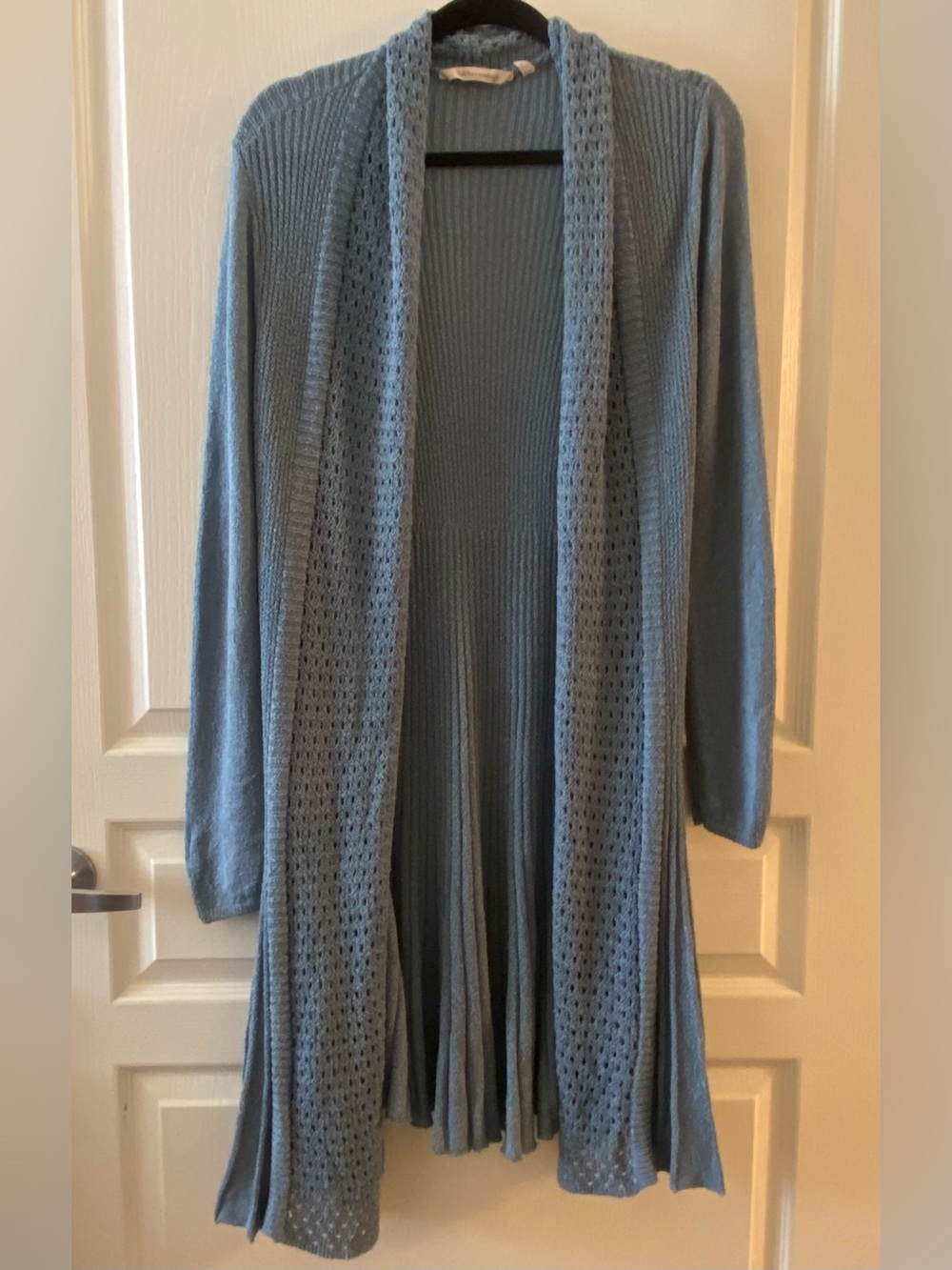 SOFT SURROUNDINGS Long Open-Front Duster Cardigan in Blue - M